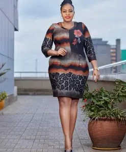 1.12 Womens Plus Size Dress Sexy Maxi Bodycon Casual Semi Formal XL-5XL Work Dress Half Sleeve Print Chiffon