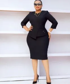 1.19 Women's Elegant Short Sleeve Boat Neck Side Split Bodycon Midi Cocktail Dress