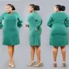 PLUS BRIGHT GREEN SHOULDER PADDED FITTED SHIRT DRESS