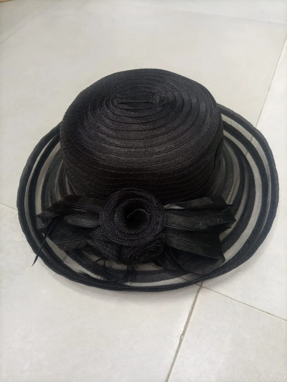Summer women beach hat big brim flowers lace church hat