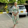 Summer Flower Women Embroidery Dresses Three Quarter Sleeve