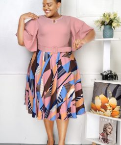 Elevate your style with our "Radiant Harmony" midi dress. The classy geometric print adds a touch of modern flair to this timeless piece. Perfect for both casual and formal occasions, it's a must-have addition to your wardrobe. Classy Geometric Printed Midi Dress