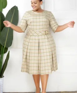 quality checked skater dress