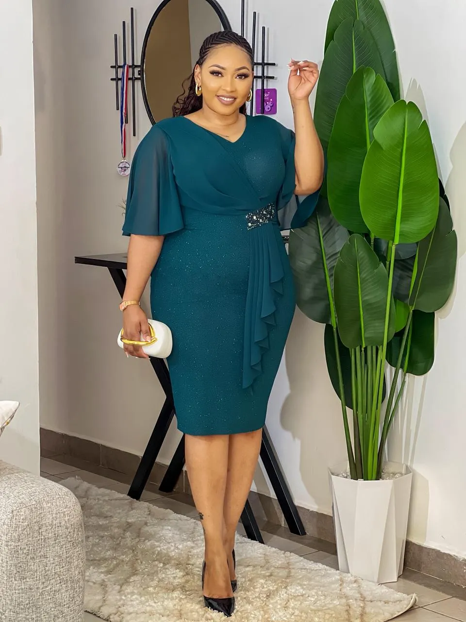Elegant midi length occasion dress