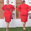 stunning red midi length dress