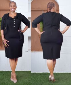 Quality black midi length dress