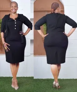 Quality black midi length dress